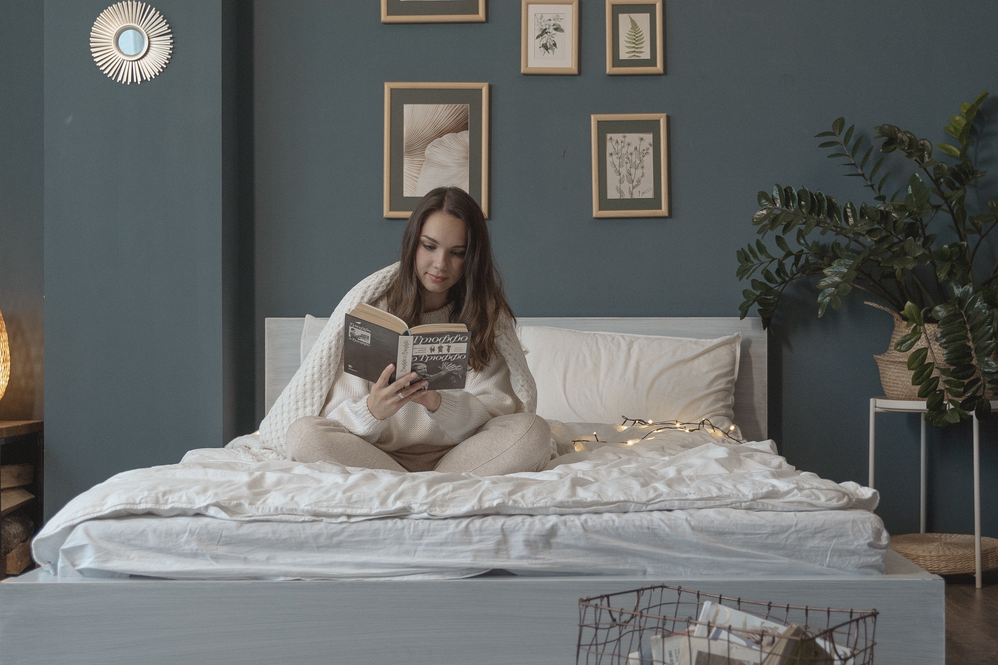 Woman reading at bedtime